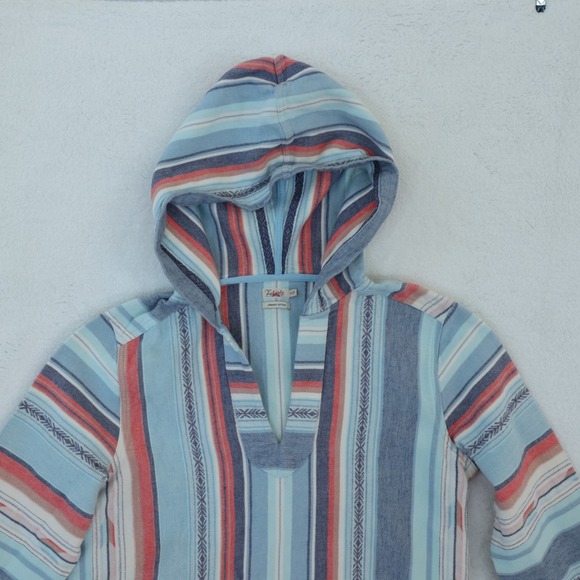 Faherty Baja Poncho Women's Medium Beacon Paradise Stripes Pullover Hoodie Boho - Picture 2 of 10